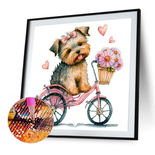 Dog And Bike - Full Round Drill Diamond Painting 30*30CM