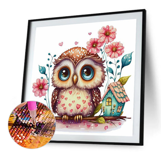 Owl And Its Little House - Full Round Drill Diamond Painting 30*30CM