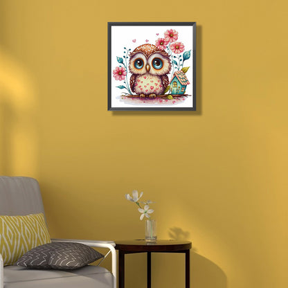 Owl And Its Little House - Full Round Drill Diamond Painting 30*30CM