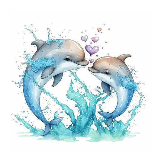 Love Dolphin - Full Round Drill Diamond Painting 30*30CM