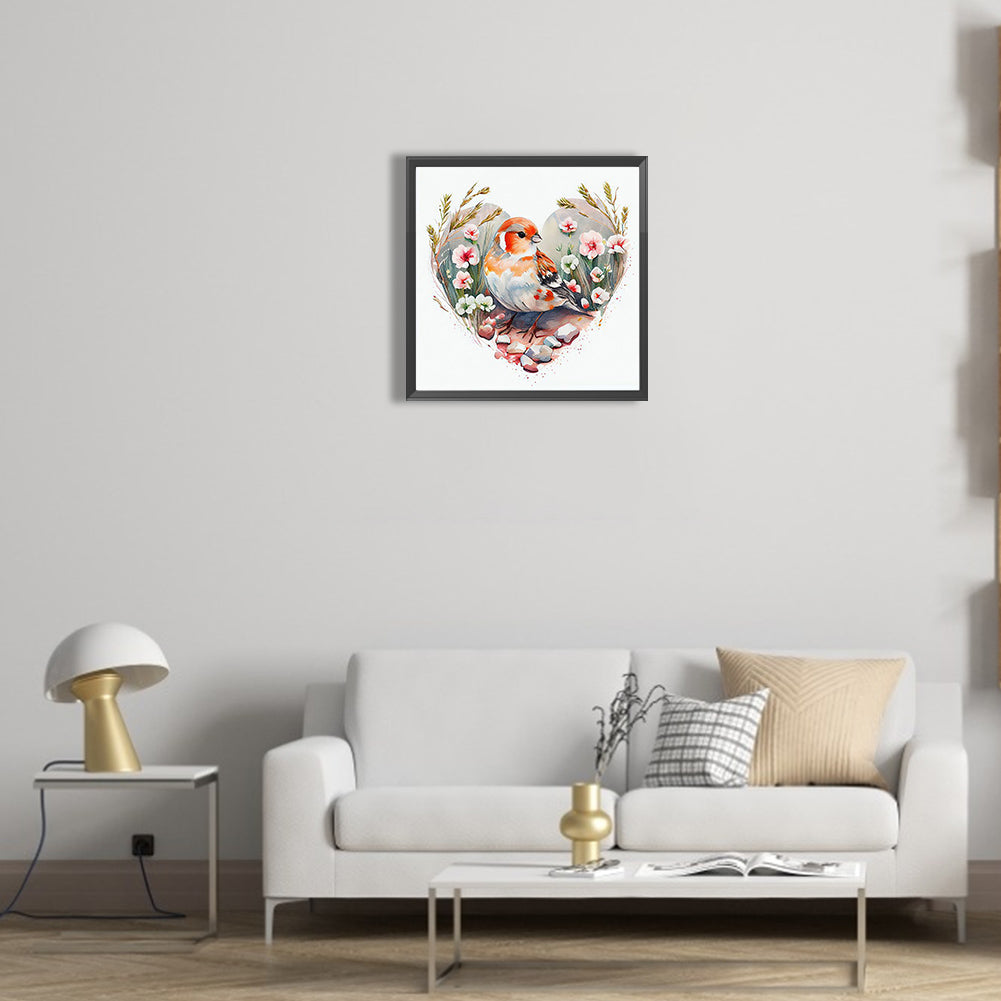 A Sparrow In Love - Full Round Drill Diamond Painting 30*30CM