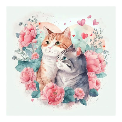 Two Cats In Love - Full Round Drill Diamond Painting 30*30CM