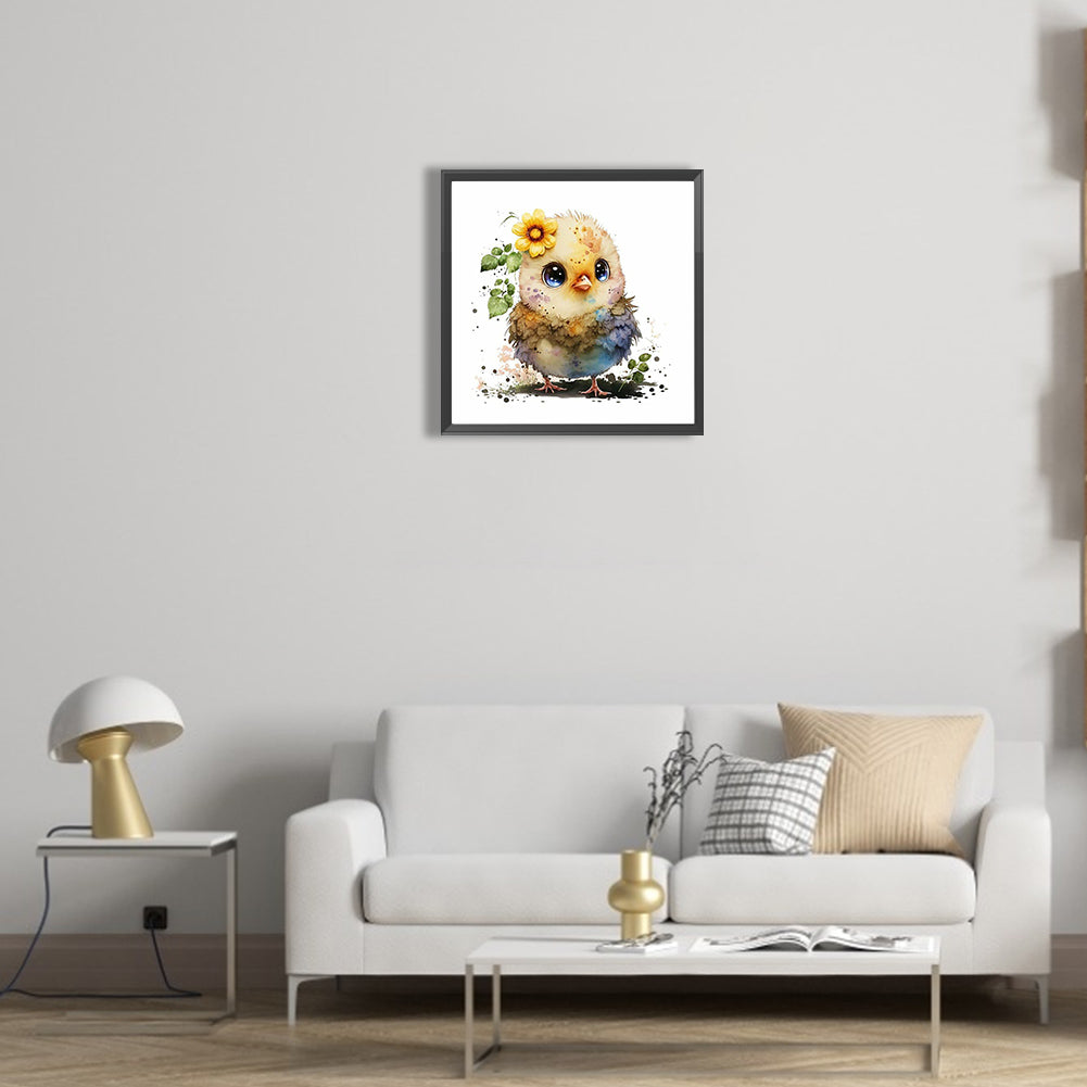 Little Yellow Chicken Playing In The Mud - Full Round Drill Diamond Painting 30*30CM