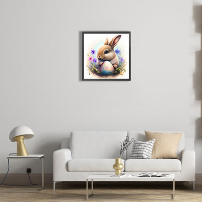 Rabbit Guarding Colored Eggs In The Grass - Full Round Drill Diamond Painting 30*30CM