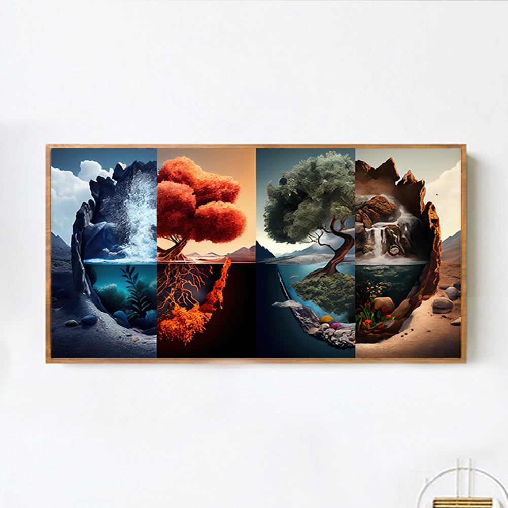 Four Seasons Of Yin And Yang - Full Square Drill Diamond Painting 80*40CM