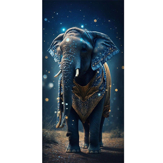 Elephant Under The Starry Night - Full Round Drill Diamond Painting 40*80CM