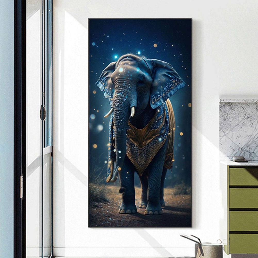 Elephant Under The Starry Night - Full Round Drill Diamond Painting 40*80CM