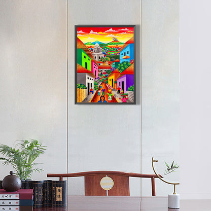 Colorful Building - Full Round Drill Diamond Painting 30*40CM