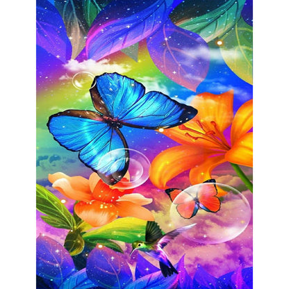 Colorful Flowers And Butterflies - Full Round Drill Diamond Painting 30*40CM