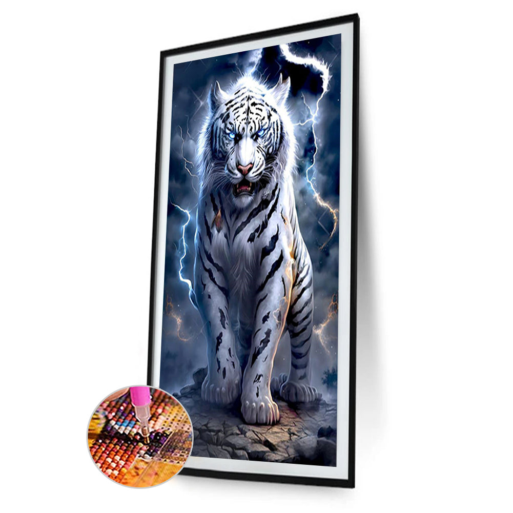 Ferocious Lightning Tiger - Full Square Drill Diamond Painting 40*70CM