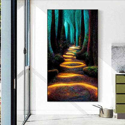 Night Light Path In The Forest - Full Square Drill Diamond Painting 40*70CM