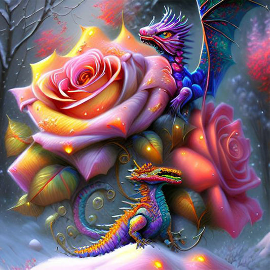 Rose Dragon - Full Round Drill Diamond Painting 30*30CM