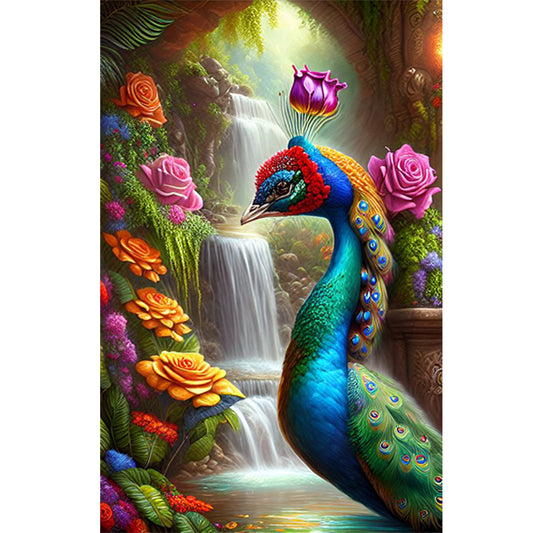 Peacock In The Forest - Full Round Drill Diamond Painting 40*60CM