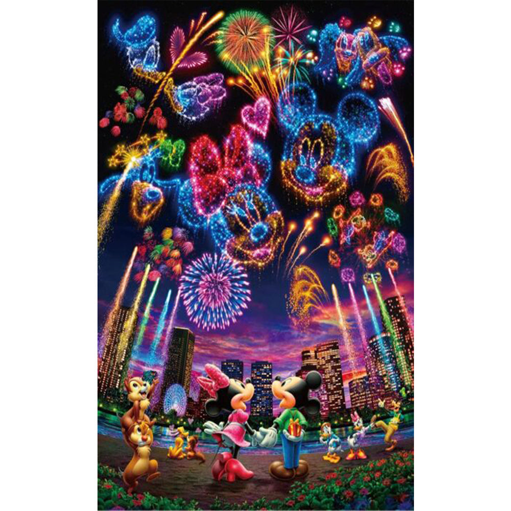 Disney Castle Fireworks - Full Round Drill Diamond Painting 30*50CM