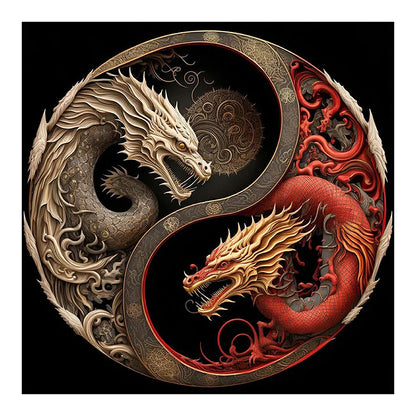 Yin And Yang Diagram Of Dragon Teng - Full Round Drill Diamond Painting 40*40CM
