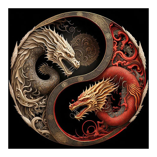Yin And Yang Diagram Of Dragon Teng - Full Round Drill Diamond Painting 40*40CM