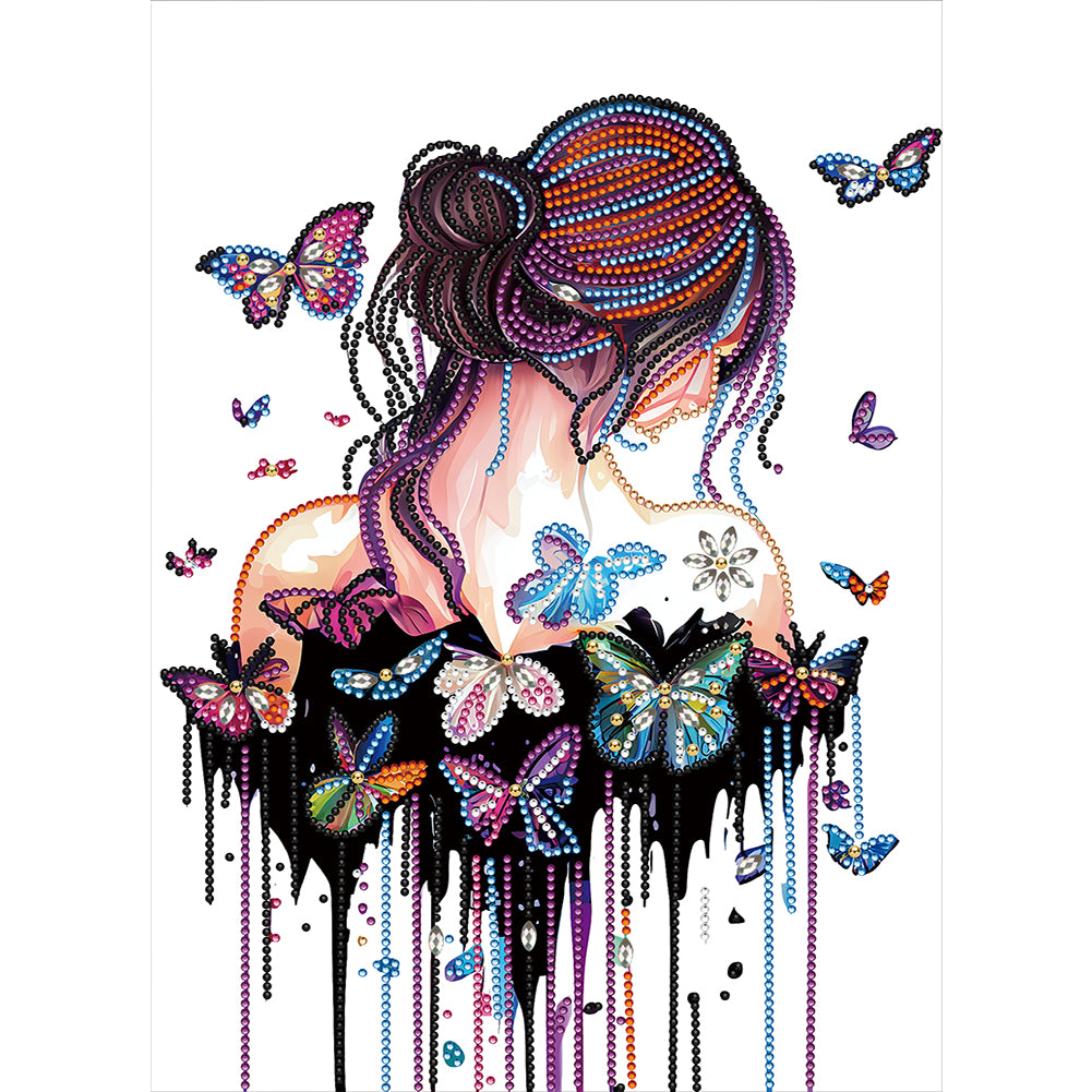 Butterfly Girl Back - Special Shaped Drill Diamond Painting 30*40CM