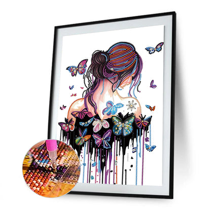 Butterfly Girl Back - Special Shaped Drill Diamond Painting 30*40CM