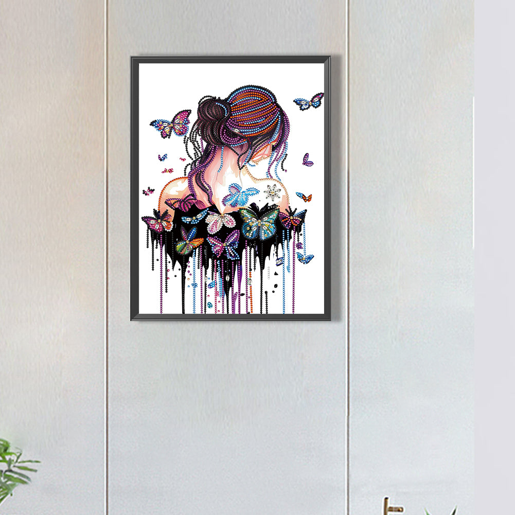 Butterfly Girl Back - Special Shaped Drill Diamond Painting 30*40CM