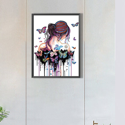 Butterfly Girl Back - Special Shaped Drill Diamond Painting 30*40CM