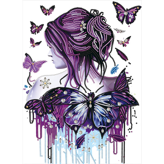 Butterfly Girl Back - Special Shaped Drill Diamond Painting 30*40CM