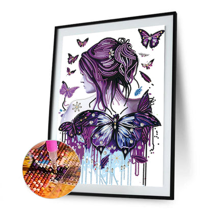 Butterfly Girl Back - Special Shaped Drill Diamond Painting 30*40CM