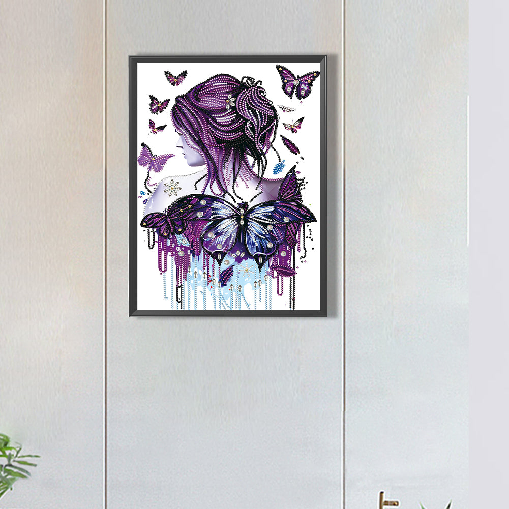 Butterfly Girl Back - Special Shaped Drill Diamond Painting 30*40CM