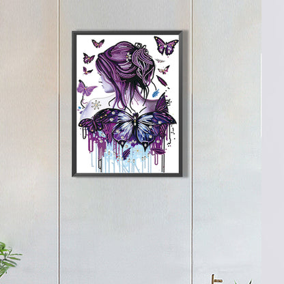 Butterfly Girl Back - Special Shaped Drill Diamond Painting 30*40CM