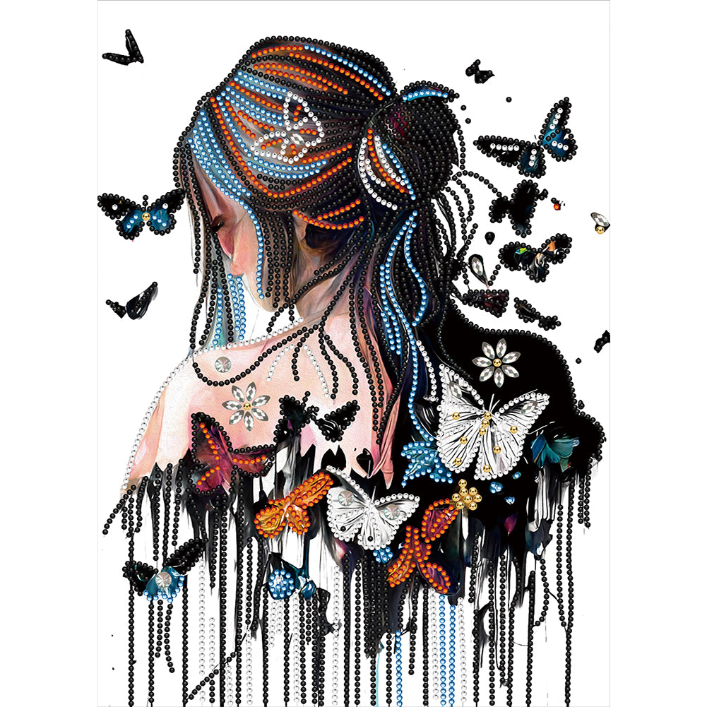 Butterfly Girl Back - Special Shaped Drill Diamond Painting 30*40CM