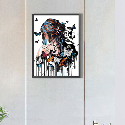 Butterfly Girl Back - Special Shaped Drill Diamond Painting 30*40CM