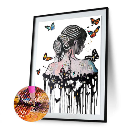 Butterfly Girl Back - Special Shaped Drill Diamond Painting 30*40CM