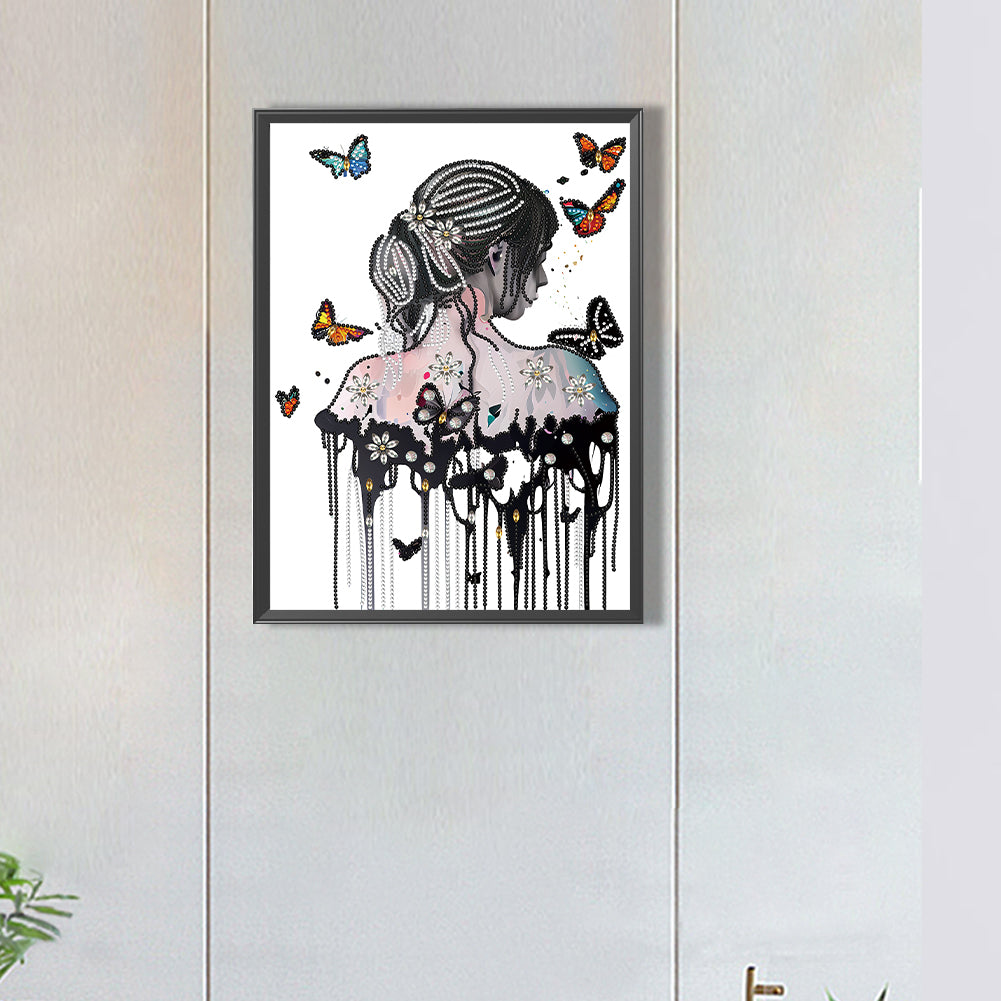 Butterfly Girl Back - Special Shaped Drill Diamond Painting 30*40CM