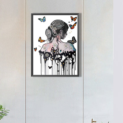 Butterfly Girl Back - Special Shaped Drill Diamond Painting 30*40CM