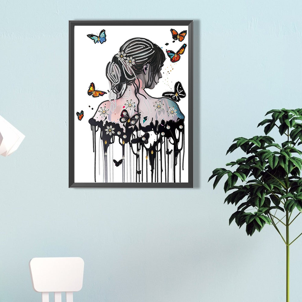 Butterfly Girl Back - Special Shaped Drill Diamond Painting 30*40CM