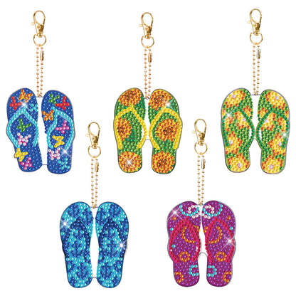 24pcs Diamond Painting Keychains Kit Single Sided DIY Slippers Hanging Ornament