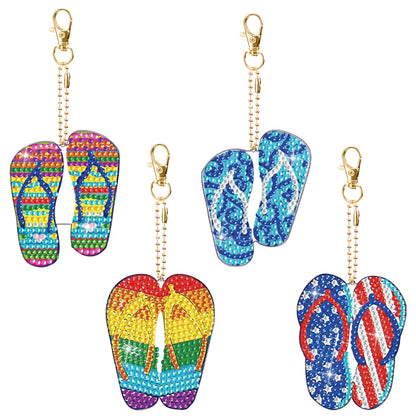 24pcs Diamond Painting Keychains Kit Single Sided DIY Slippers Hanging Ornament