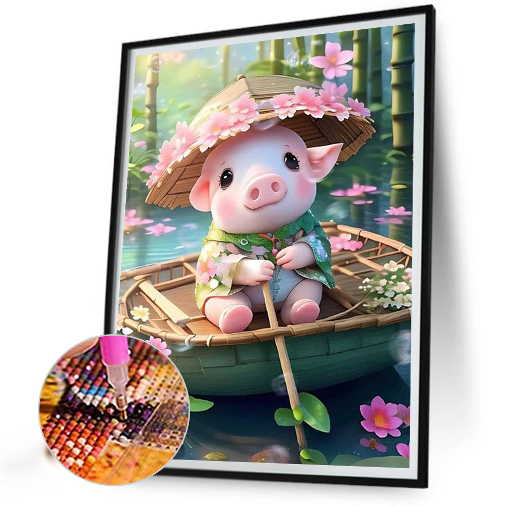 Animals On Board - Pig - Full Square Drill Diamond Painting 30*40CM