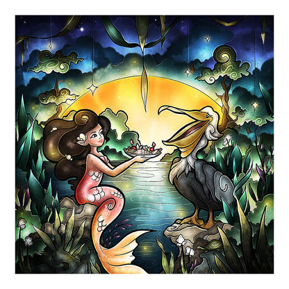 Little Mermaid And Bird - Full Square Drill Diamond Painting 30*30CM