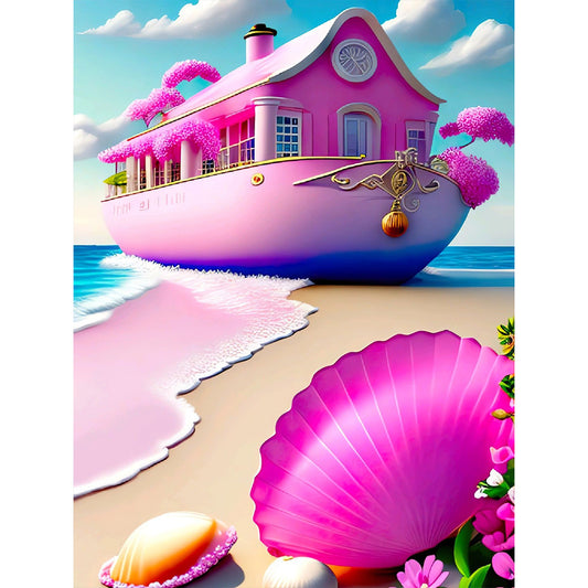 Pink Sand Beach - Full Round Drill Diamond Painting 30*40CM