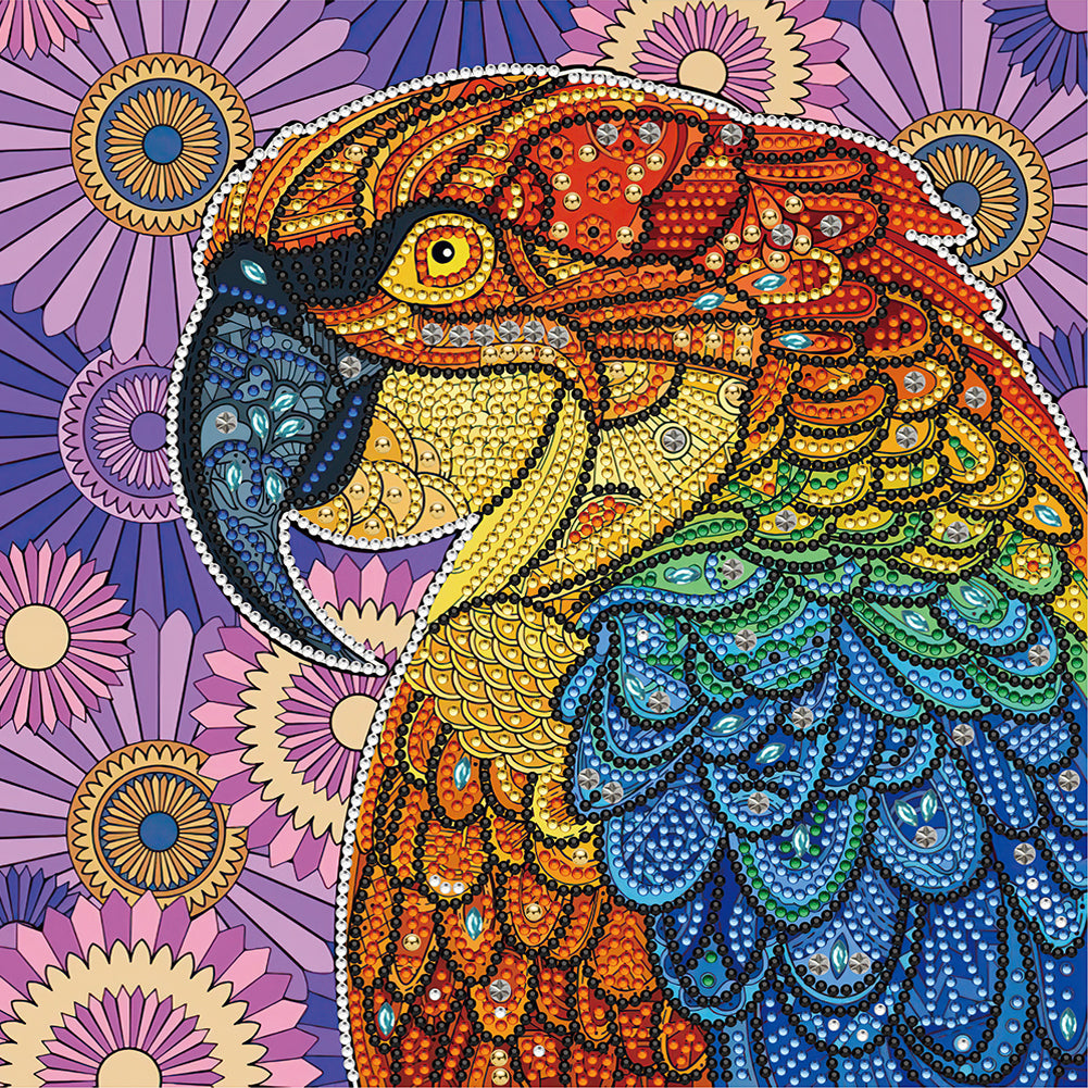 Colorful Paper-Cut Mechanical Parrot - Special Shaped Drill Diamond Painting 30*30CM