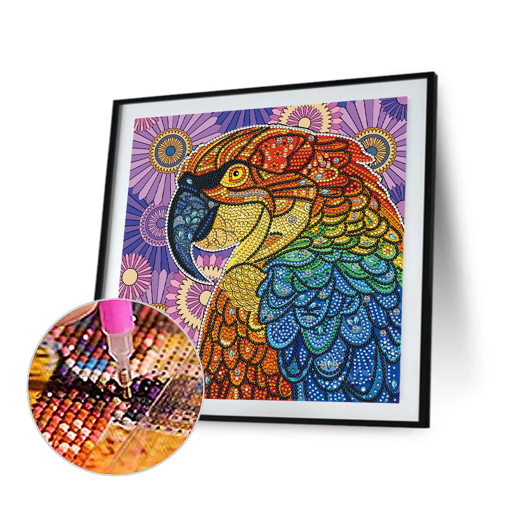 Colorful Paper-Cut Mechanical Parrot - Special Shaped Drill Diamond Painting 30*30CM