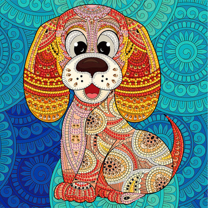 Colorful Paper-Cut Mechanical Puppy - Special Shaped Drill Diamond Painting 30*30CM