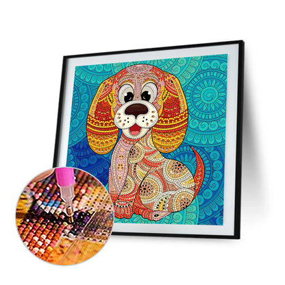 Colorful Paper-Cut Mechanical Puppy - Special Shaped Drill Diamond Painting 30*30CM
