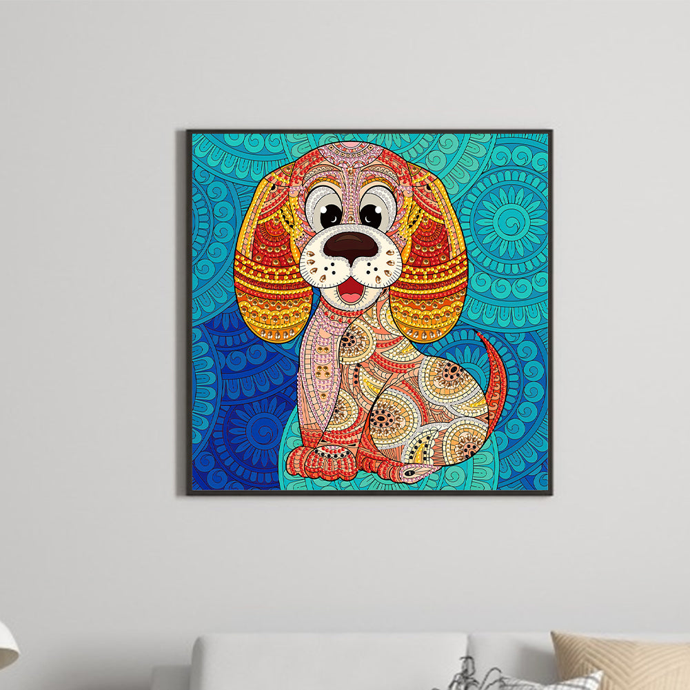 Colorful Paper-Cut Mechanical Puppy - Special Shaped Drill Diamond Painting 30*30CM