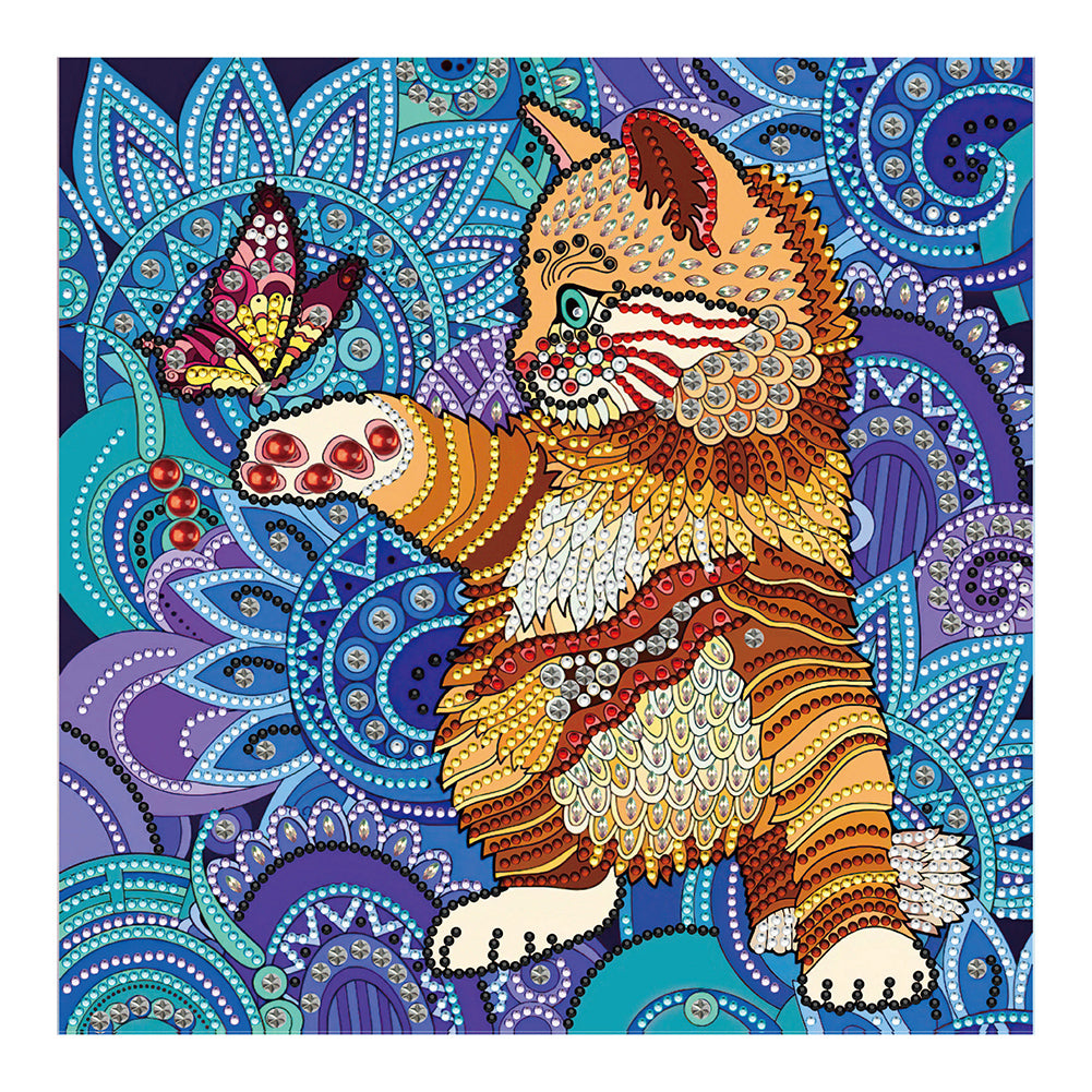Colorful Paper-Cut Mechanical Kitten - Special Shaped Drill Diamond Painting 30*30CM