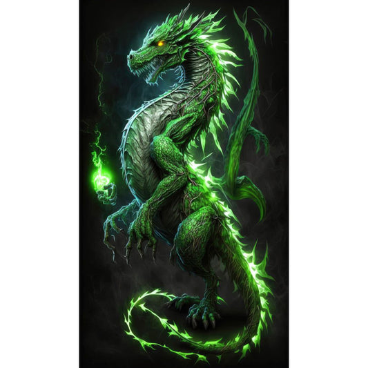 Ferocious Green Dragon - Full Square Drill Diamond Painting 40*70CM