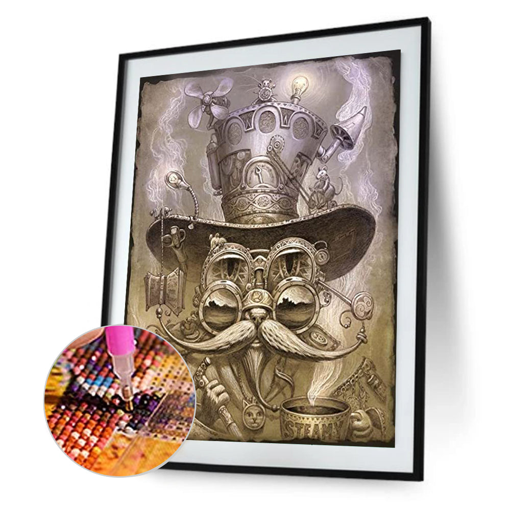 Steampunk Cat - Full Round Drill Diamond Painting 30*40CM