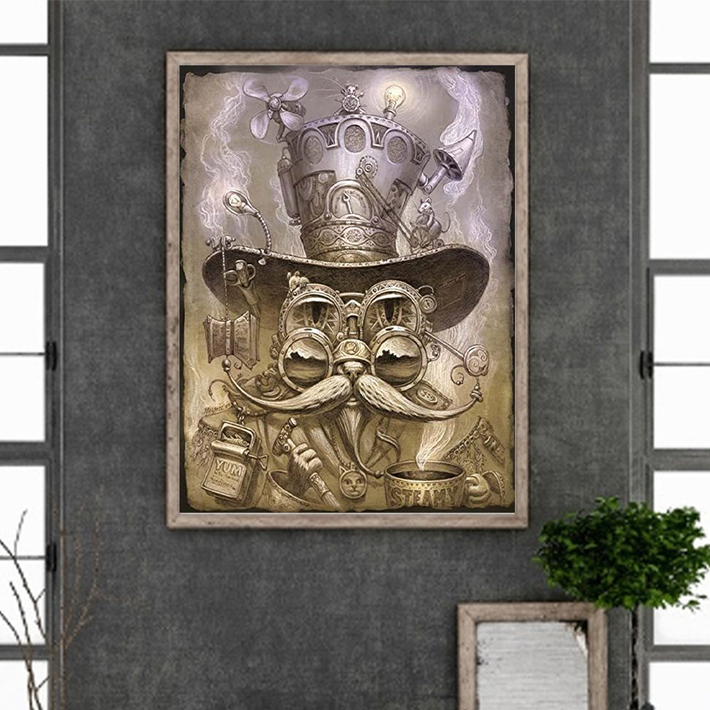 Steampunk Cat - Full Round Drill Diamond Painting 30*40CM