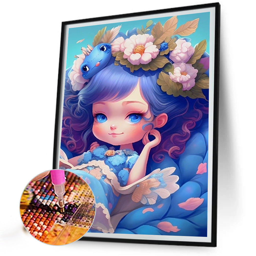 Cartoon Girl - Full Round Drill Diamond Painting 30*40CM