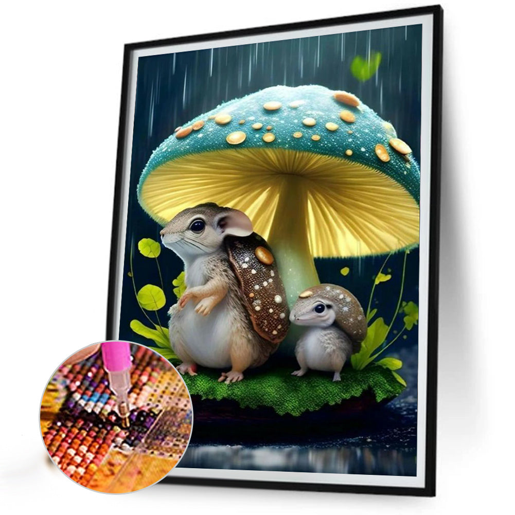 Little Squirrel Hiding From The Rain - Full Round Drill Diamond Painting 30*40CM
